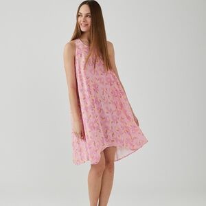 NWT Soft Pink Leopard Print Summer Dress, Sleeveless A-Line Casual Dress